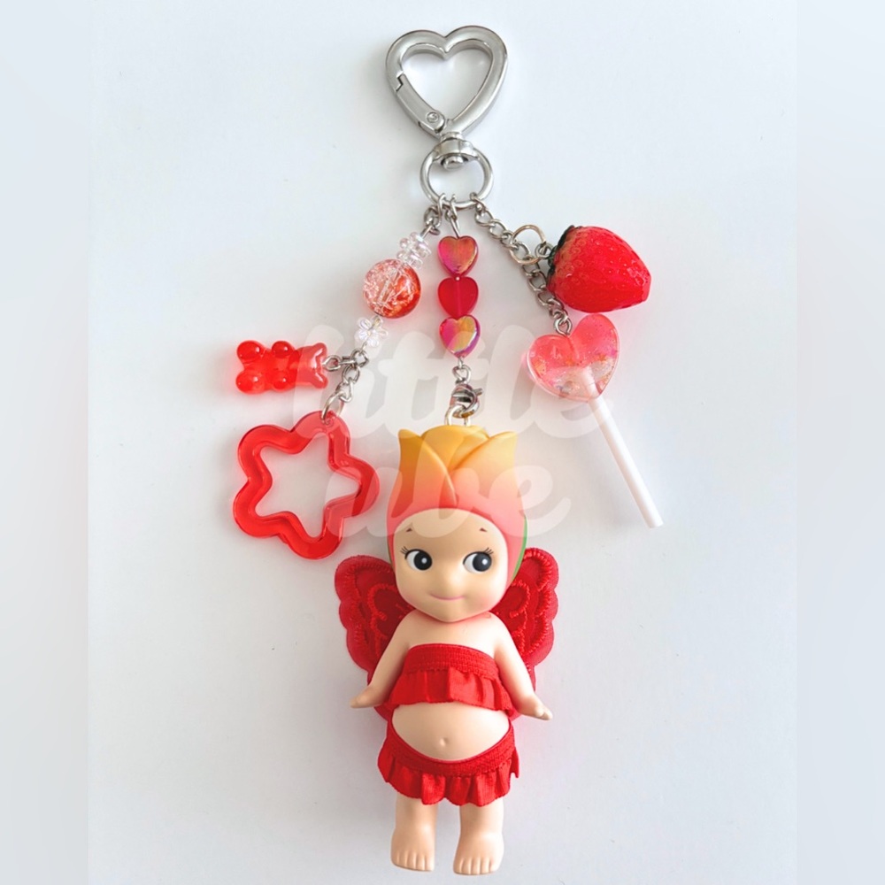Sonny Angel Tulip keychain | Handmade upcycled bag charm